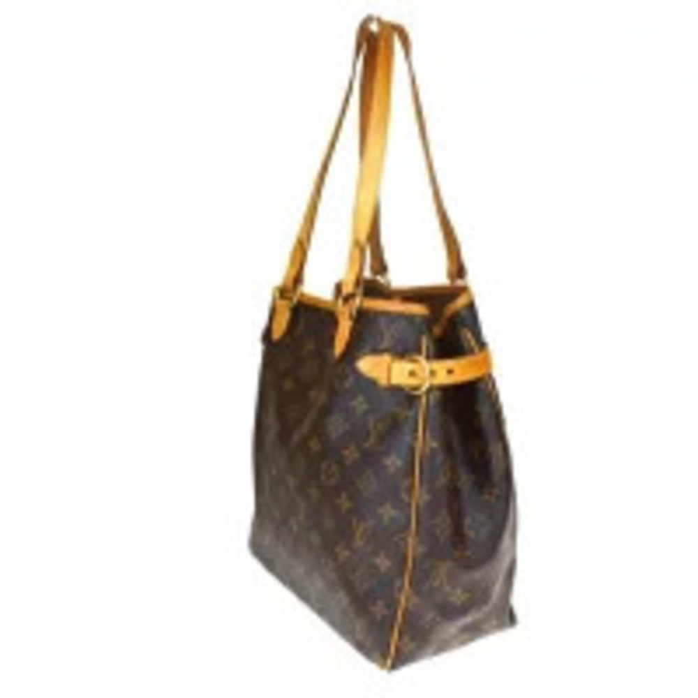 Louis Vuitton Batignolles Leather Bag Vertical Shoulder Monogram Brown